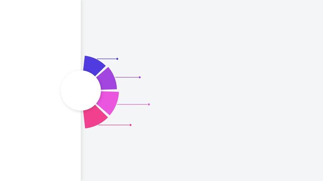 Circular infographic chart with four colorful segments and pointer lines