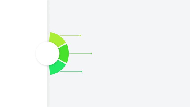 Circular infographic chart with three segments and pointer lines for data presentation