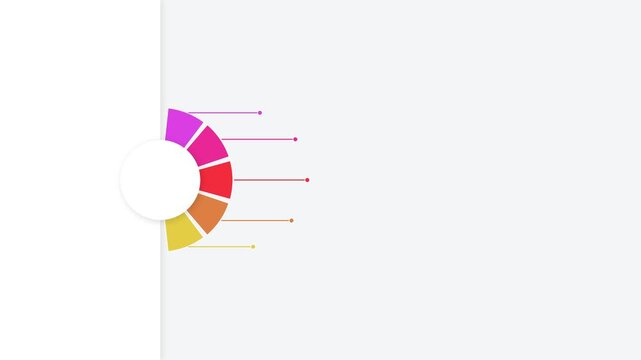 Colorful circular infographic chart with five segments and pointer lines