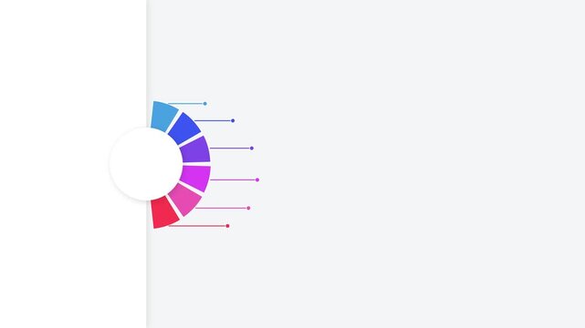 Circular infographic chart with five colorful segments and data callout lines