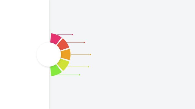 Colorful circular infographic chart with five segments and pointer lines