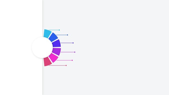 Colorful infographic pie chart segments with connecting lines for business data