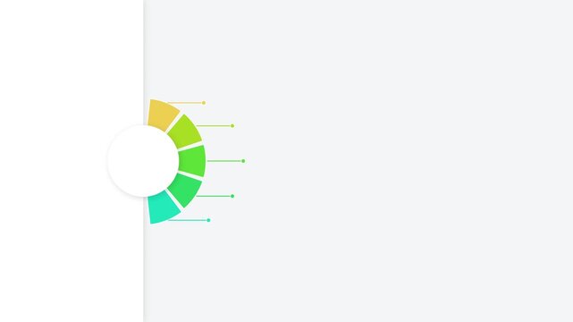 Circular infographic chart with five colorful segments and connecting lines