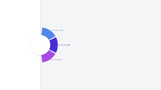Circular donut chart infographic with three colorful segments and pointer lines