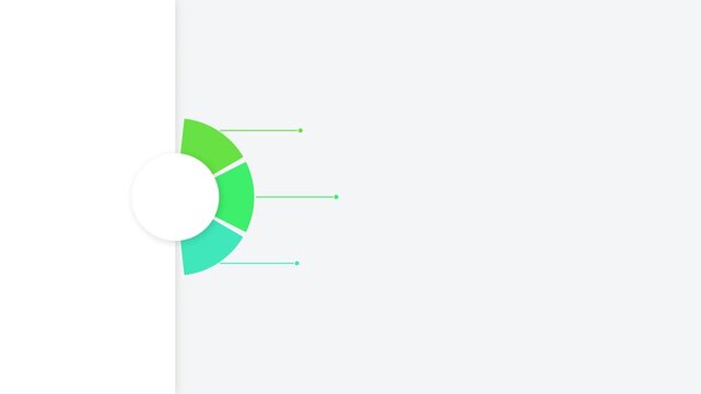 Circular donut chart infographic with three colorful segments and pointer lines