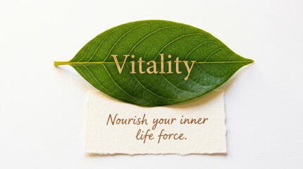 Green Leaf with 'Vitality' and 'Nourish Your Inner Life Force' © ZainabSara