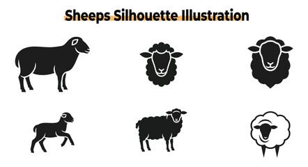 Sheep silhouette set. Sheep isolated silhouette icon vector collection  © MUHAMMAD