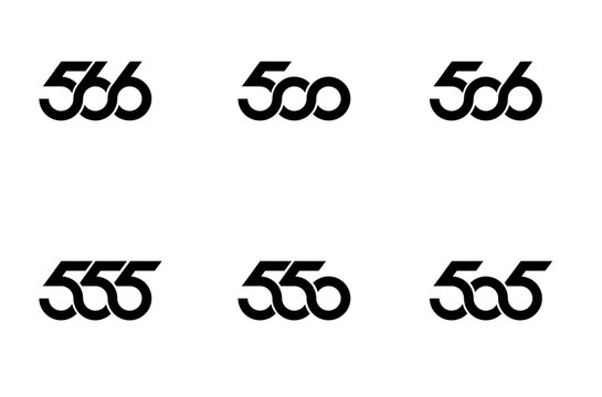 Collection of Stylized Three-Digit Number Logos: Modern Black and White Graphic Design Elements for Branding