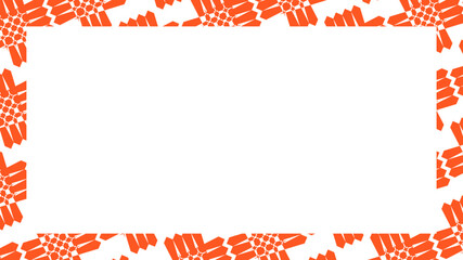 Orange geometric pattern border frame with central white copy space for greeting card, invitation, or banner design © Alif Nur Fauzan