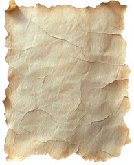 Fototapeta premium blank aged parchment paper with torn and burnt edges, creases, cracks and stained wrinkled texture conveying a nostalgic, mysterious antique mood
