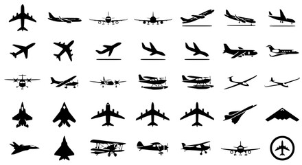 30 Airplane Silhouette Vector Icons Collection © Mr