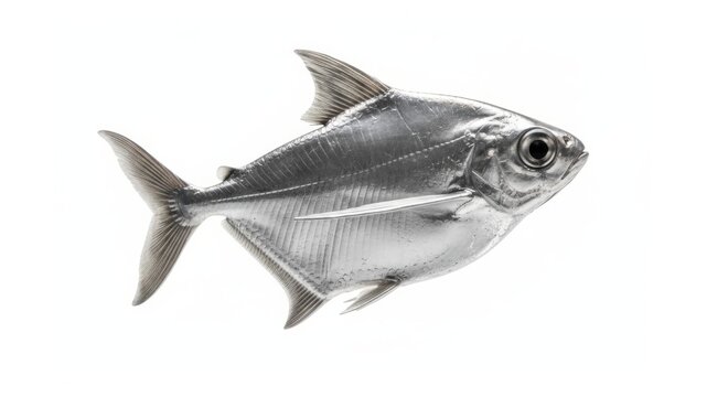 Silver Dollar Fish Isolated on White Background Close Up