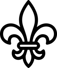 Black and white stylized fleur-de-lis symbol, elegant heraldic emblem, vector icon © tukimanpo