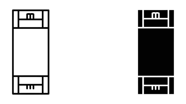 Bearing Icon: Simple linear graphics showing a bearing, one in white and one in black, symbolizing mechanical engineering and industrial components.