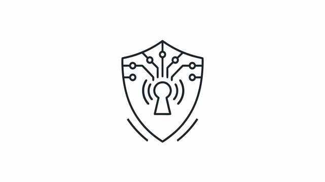 security system outline icon animation. isolated object. transparent background