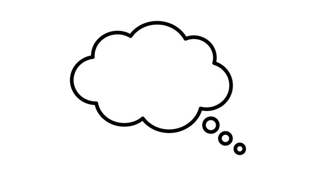 Empty thought bubble icon simple black and white illustration