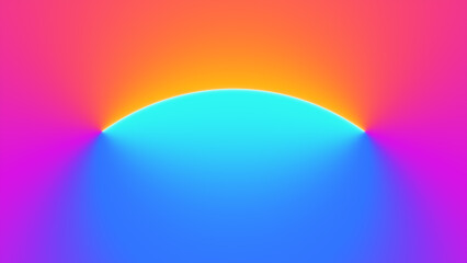 A vibrant gradient arches over a smooth, glowing blue dome against a colorful background. © NeoLeo