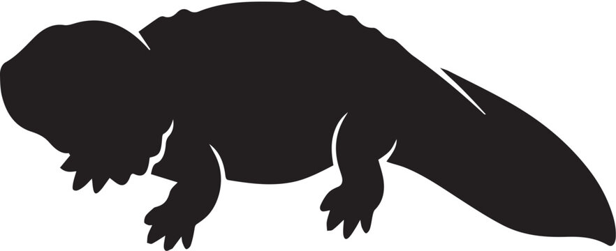 Alligator Silhouette On White Background A Dark Reptile Shape