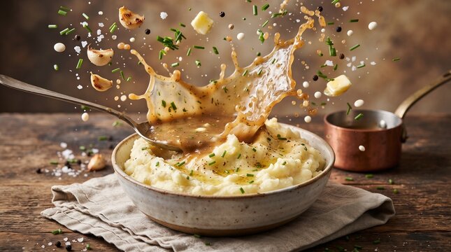 Creamy mashed potatoes splashing&hellip;