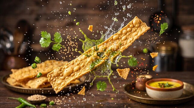 Crispy Fafda with splashing sauce