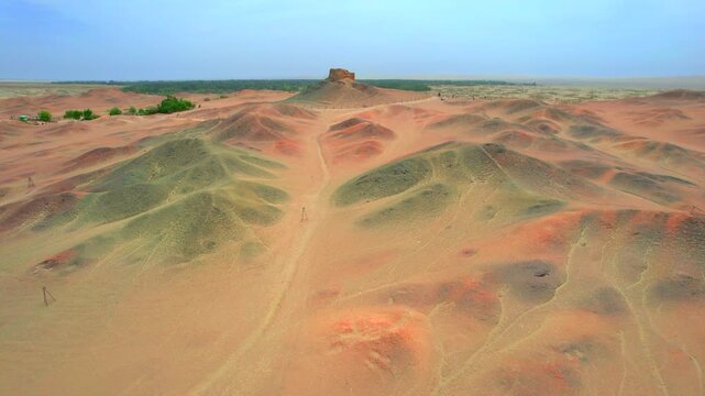 Remains of ancient Yumen Pass and Yangguan, Han dynasty military outpost along historic Silk Road
Earthen beacon fort ruins, ancient border checkpoint of northwest China dating back over two millennia