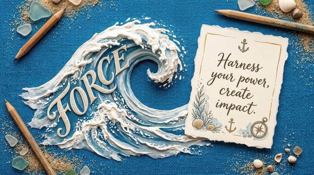 Powerful Ocean Wave Artwork with Inspirational Message