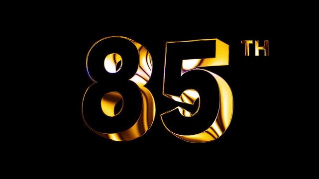 Luxury Golden Glass Eighty Five Number Anniversary Celebration 3D Metallic Typography Isolated Curve Lines Design Animation