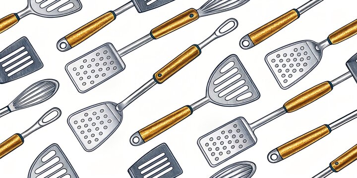 seamless pattern with kitchen utensils