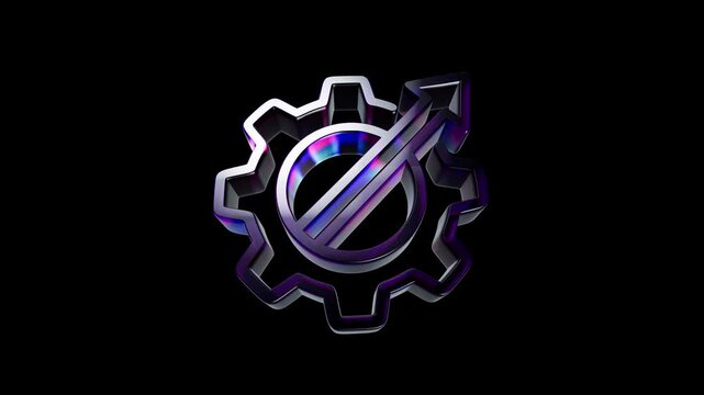 Metallic gear icon with a rising arrow for business growth and industrial efficiency concepts 3D Icon