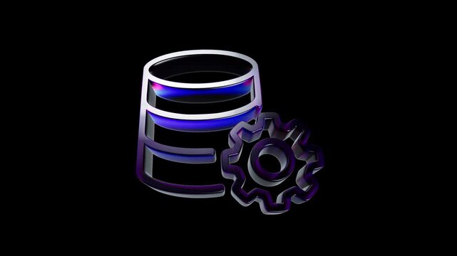 Shiny 3d database icon with a gear symbol for technical data management and server optimization 3D Icon