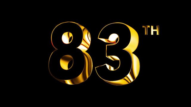 Luxury Golden Glass Eighty Three Number Anniversary Celebration 3D Metallic Typography Isolated Curve Lines Design Animation