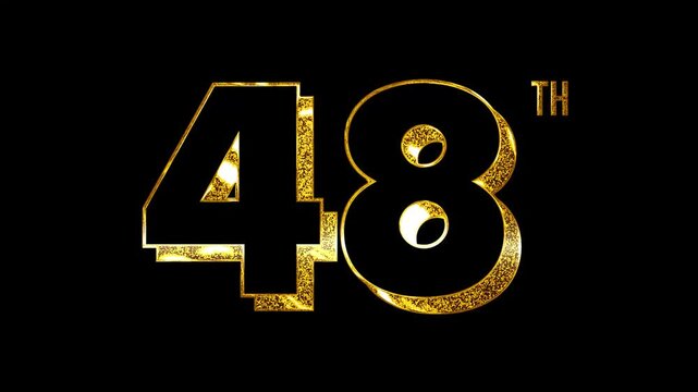 Luxury Golden Glitters Lights Shine Forty Eight Number Anniversary Celebration 3D Metallic Typography Design Animation