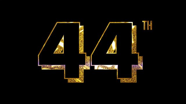 Luxury Golden Glitters Lights Shine Forty Four Number Anniversary Celebration 3D Metallic Typography Design Animation