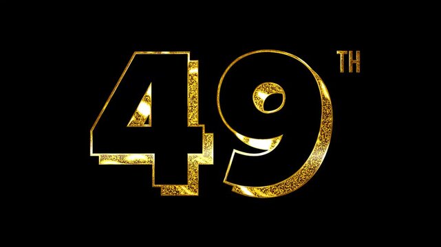 Luxury Golden Glitters Lights Shine Forty Nine Number Anniversary Celebration 3D Metallic Typography Design Animation