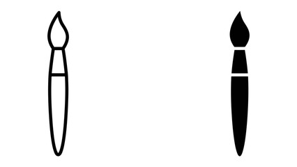 Brushstroke Contrast: Two artist brushes, one an outline and the other a solid silhouette, represent the duality of creativity and artistic expression. © mrs