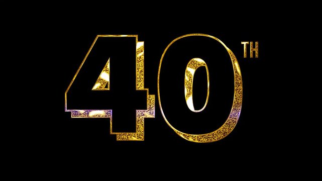 Luxury Golden Glitters Lights Shine Forty Outline Number Anniversary Celebration 3D Metallic Typography Design Animation