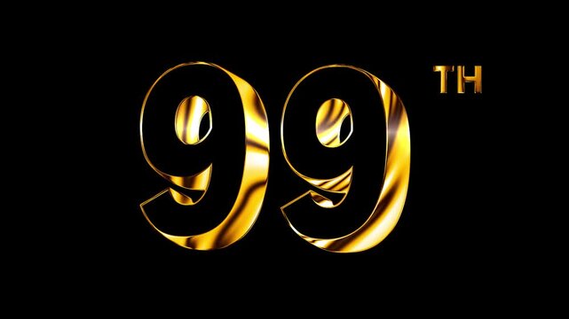 Luxury Golden Glass Nighty Nine Number Anniversary Celebration 3D Metallic Typography Isolated Curve Lines Design Animation