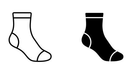 Socks Icons: A pair of minimalist sock icons, one outlined in white and the other solid black, presented side-by-side on a clean background. © Gfd
