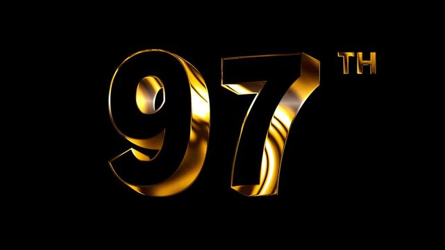 Luxury Golden Glass Nighty Seven Number Anniversary Celebration 3D Metallic Typography Isolated Curve Lines Design Animation.