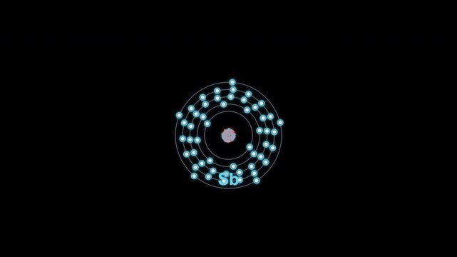 Antimony Sb Bohr Atom Model Clean No Text Overlay Alpha Channel 4K