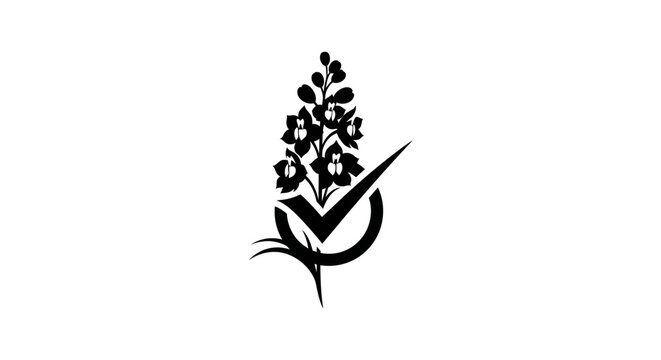 Elegant black and white checkmark flower design.