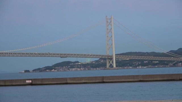 Cinematic View of the World's Longest Suspension Bridge in Hyogo, Japan