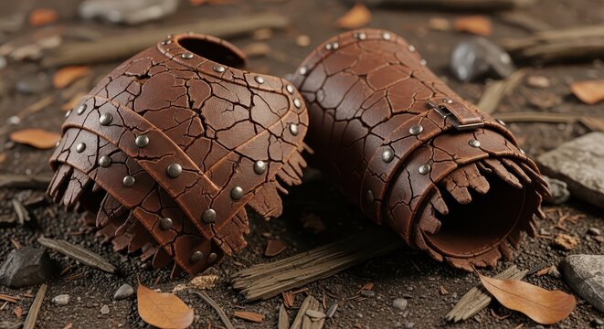 Tattered Leather Pauldrons and Vambraces Armor Pieces