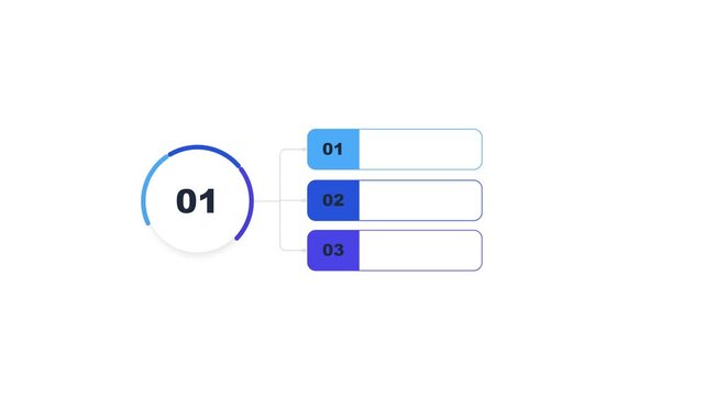Number 01 infographic element with animated digital progress circle and list