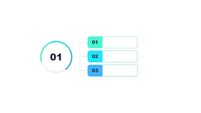 Infographic list with numbered bullet points and circular progress animation