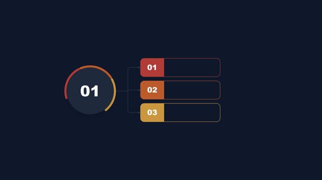 Infographic circle chart with three numbered steps and text placeholders