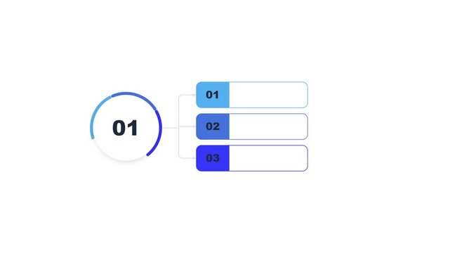Infographic numbered list with blue gradient labels and circular progress element