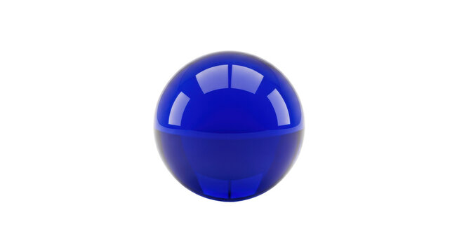 a hyperdetailed macro 3d rendering of a single, perfectly spherical, deep sapphire blue viscous cosmetic serum droplet, isolated on a transparent background with copy space, concept of scientific