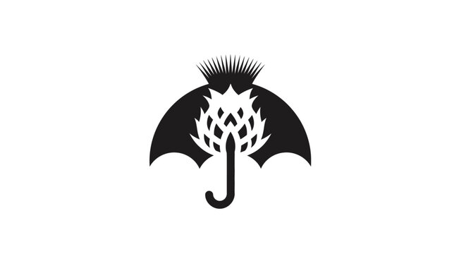 Black and white thistle under umbrella icon design.