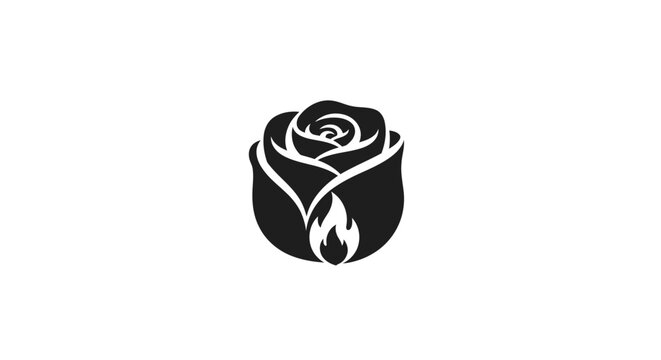 Black rose with flame design illustration.